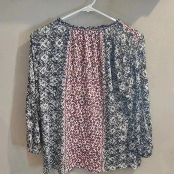 Lucky Brand women's long sleeve cotton/modal blend navy/red print medium top - Picture 5 of 5